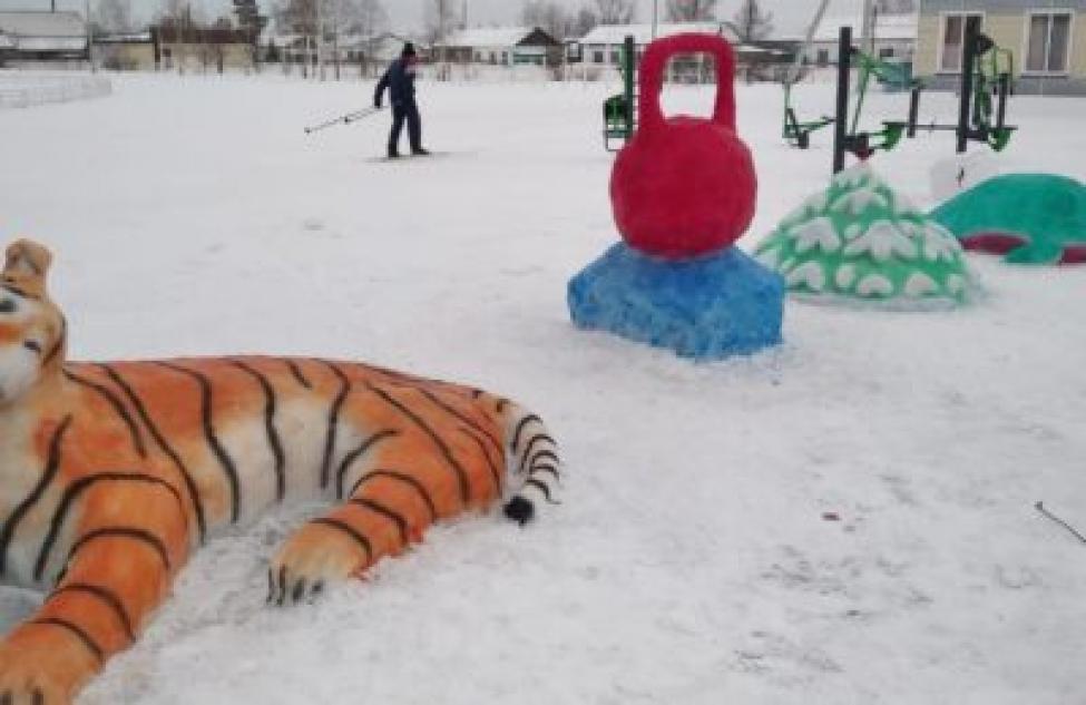 В Здвинской детско-юношеской спортивной школе сделали снежные фигуры к новогоднему празднику